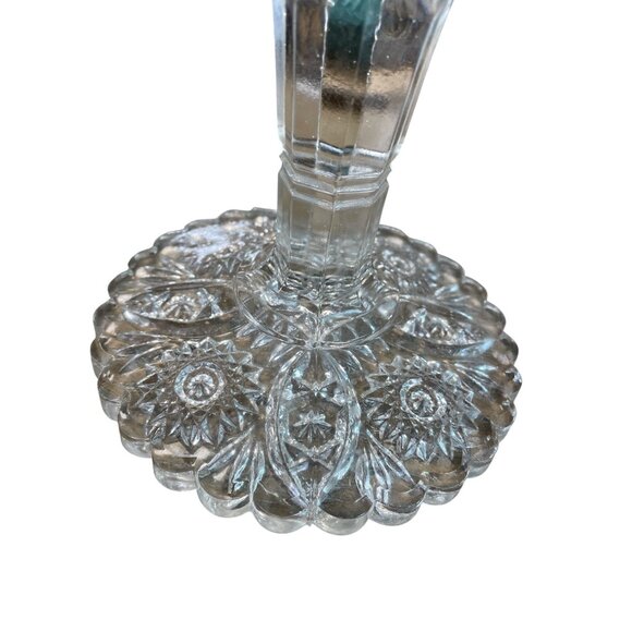 Antique 1900's Early American Pattern Glass Pedestrian floral Vase SKU 9342 - Picture 5 of 8